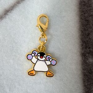 Pinga Keychain Charm Pendant with Gold Accents, Super Cute, Pingu Serie